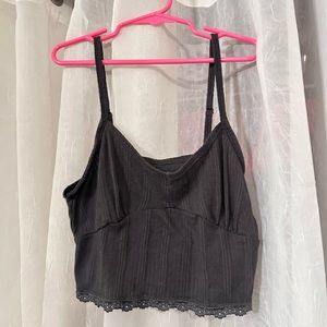 tiny dark gray crop top from american eagle